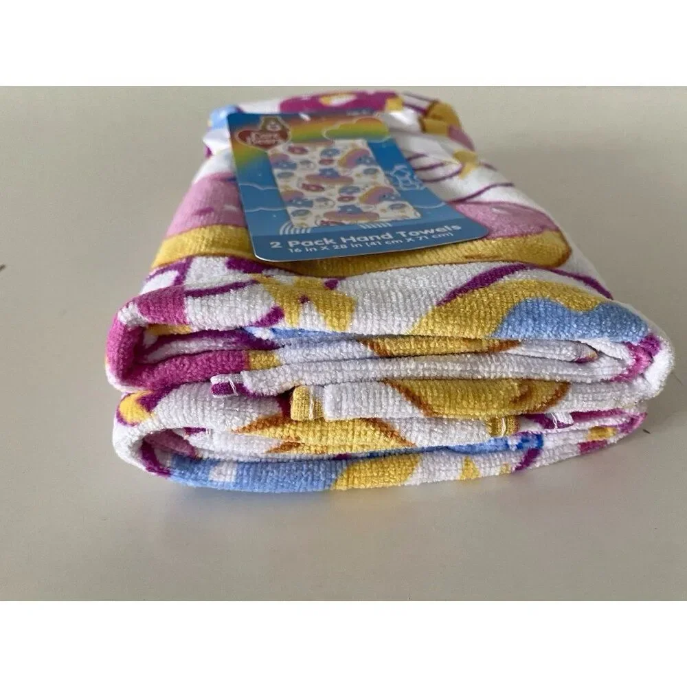 2 Pack Care Bears‎ Grumpy Bear And Donuts Bath Hand Towels 16 X 28” NEW